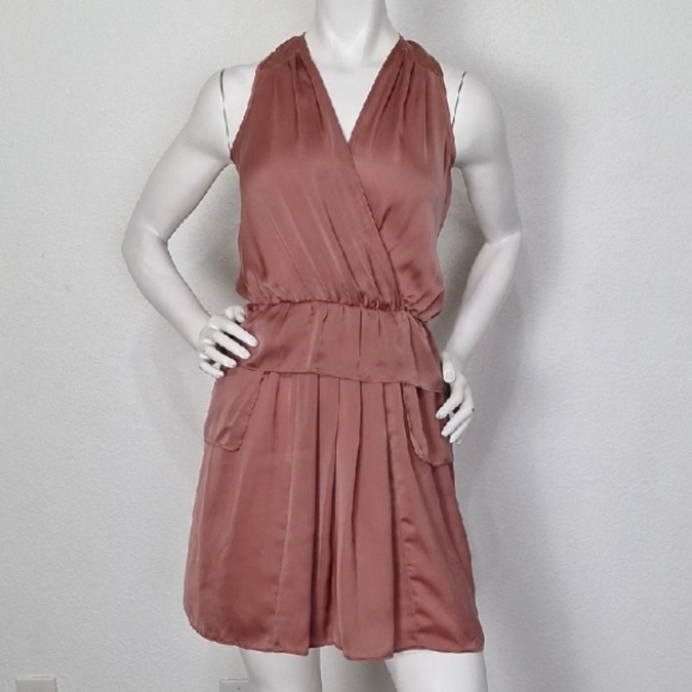 Savannah Pink Coquette Romantic Ruffle Pleated Sleeveless Mini Dress Size M